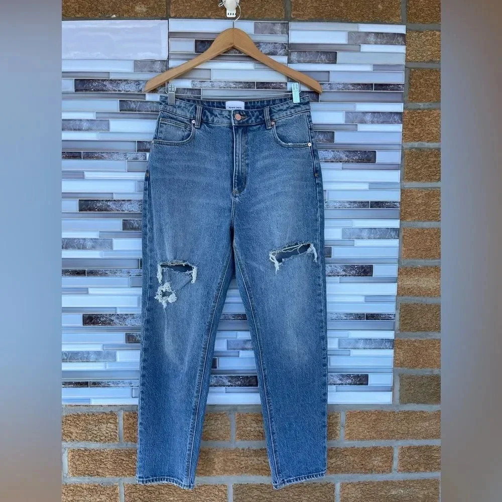 Abrand High Slim Distressed Jeans 12/30 90s Indie Sleaze Streetwear Ripped